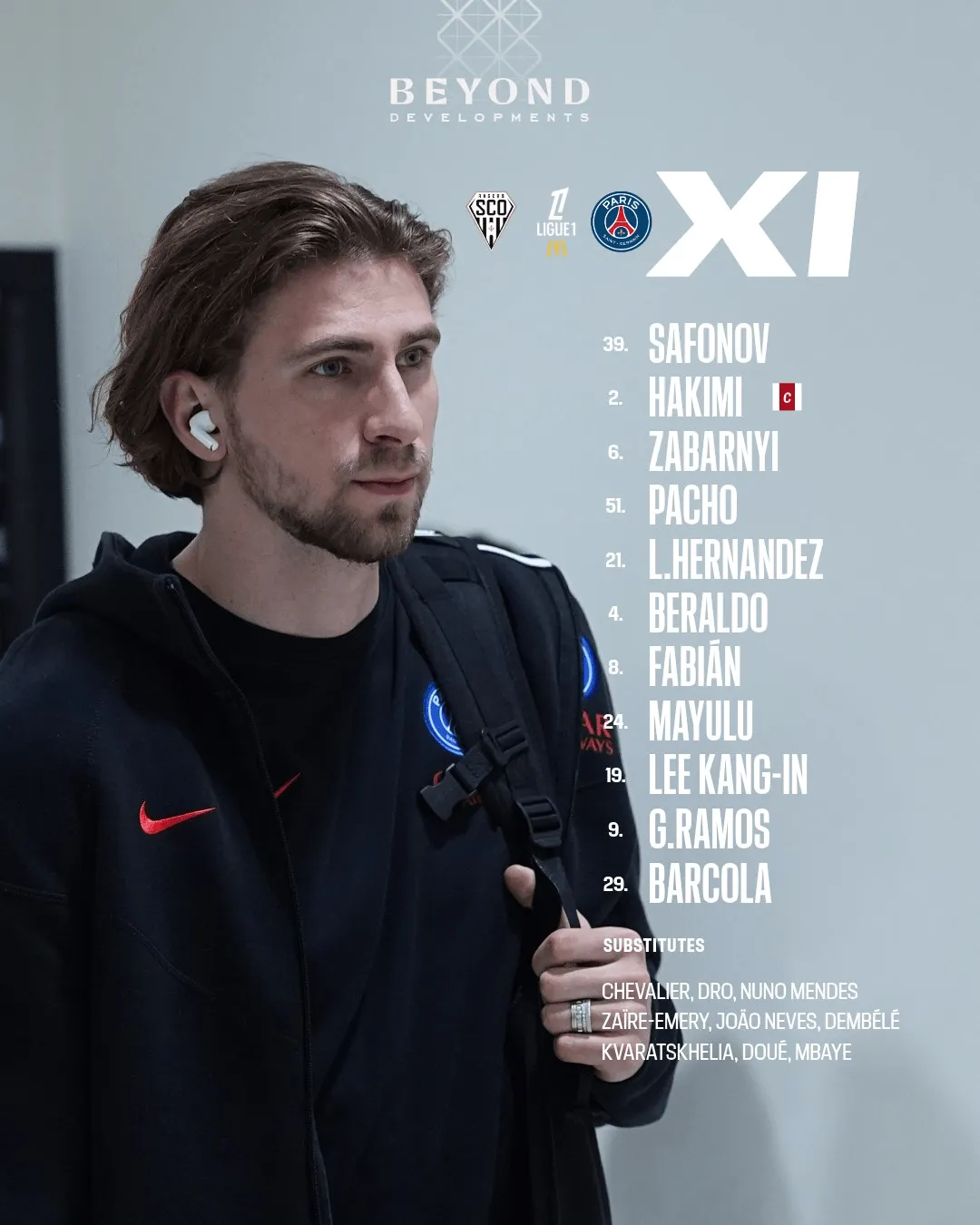 开云-剑南春首发-昂热vs巴黎：阿什拉夫领衔，李刚仁出战